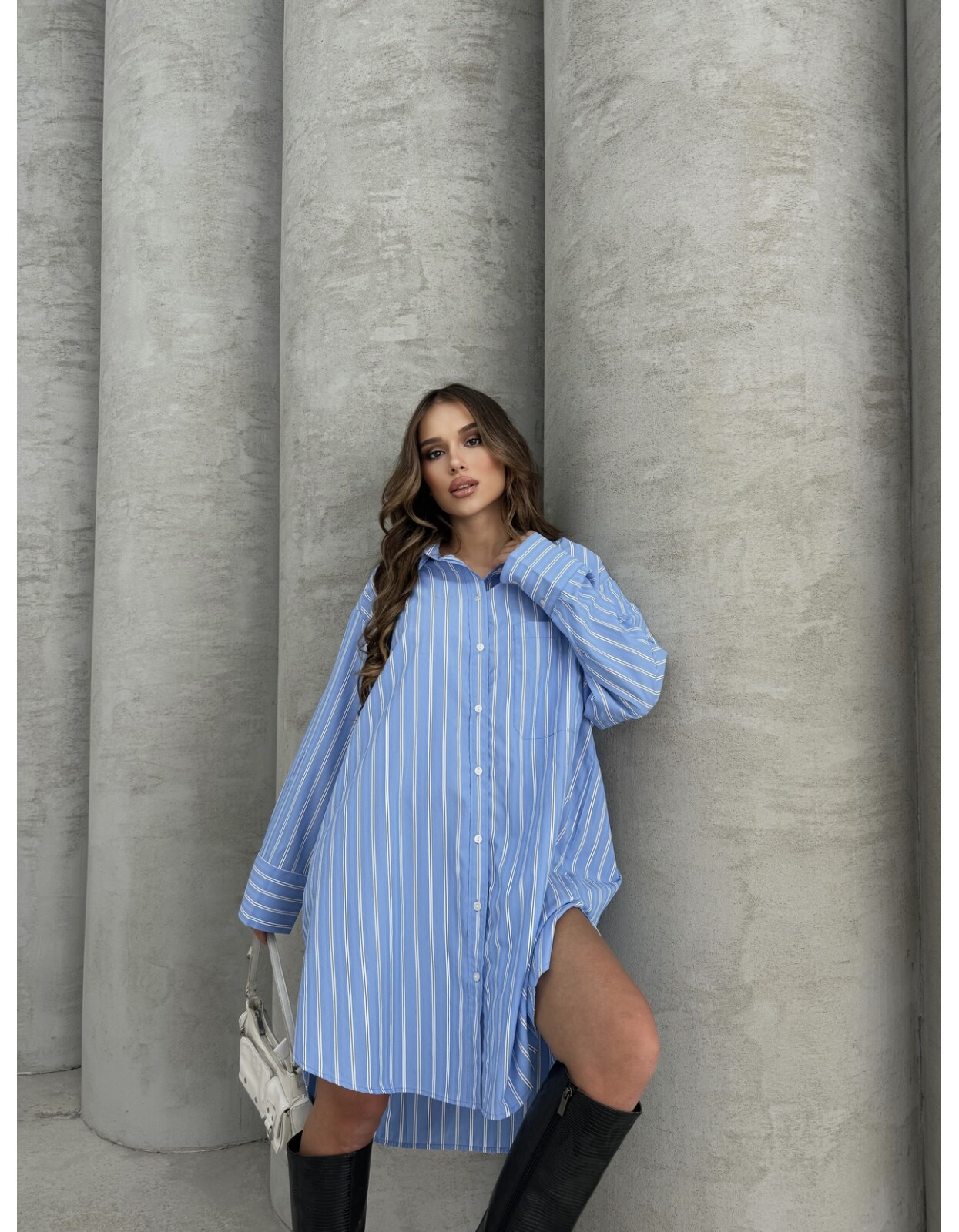 791 - Çizgili Poplin Tunik