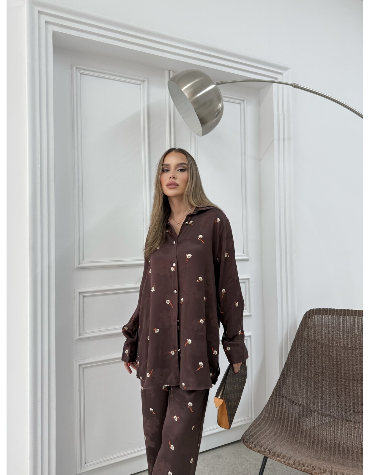 836 - Desenli Saten Takım