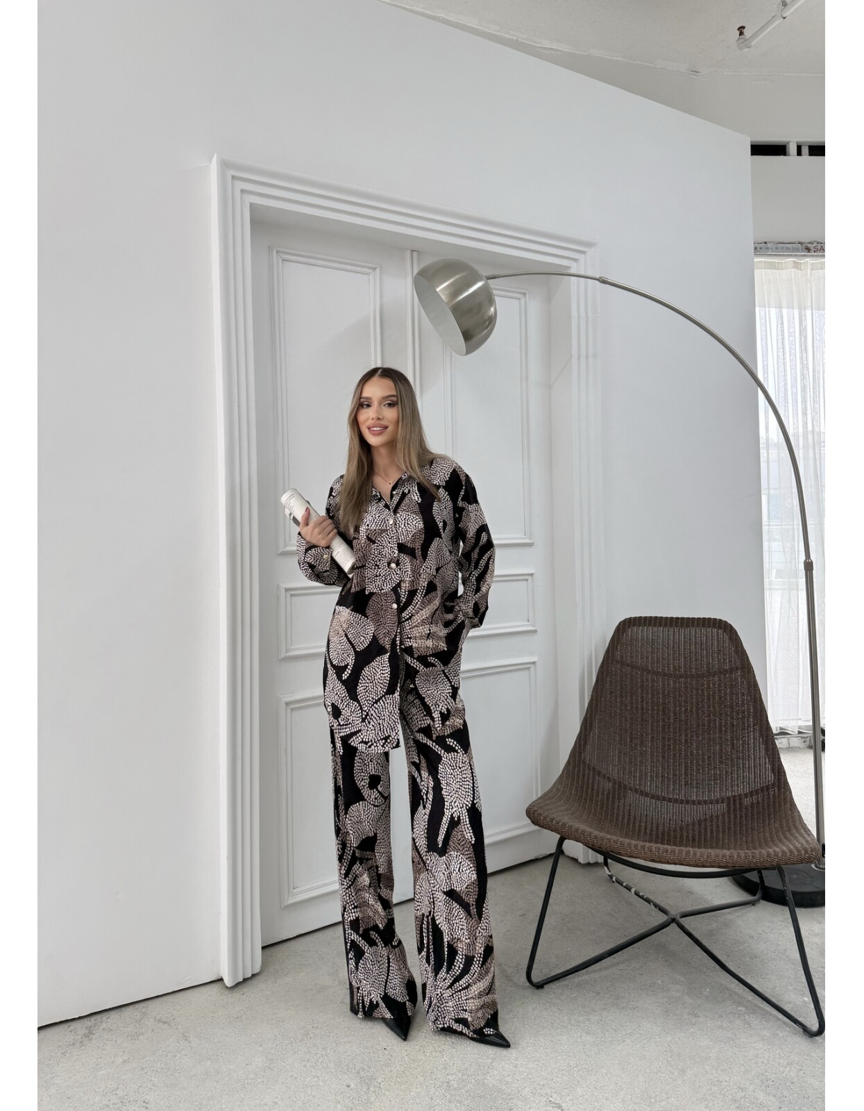 836 - Desenli Saten Takım