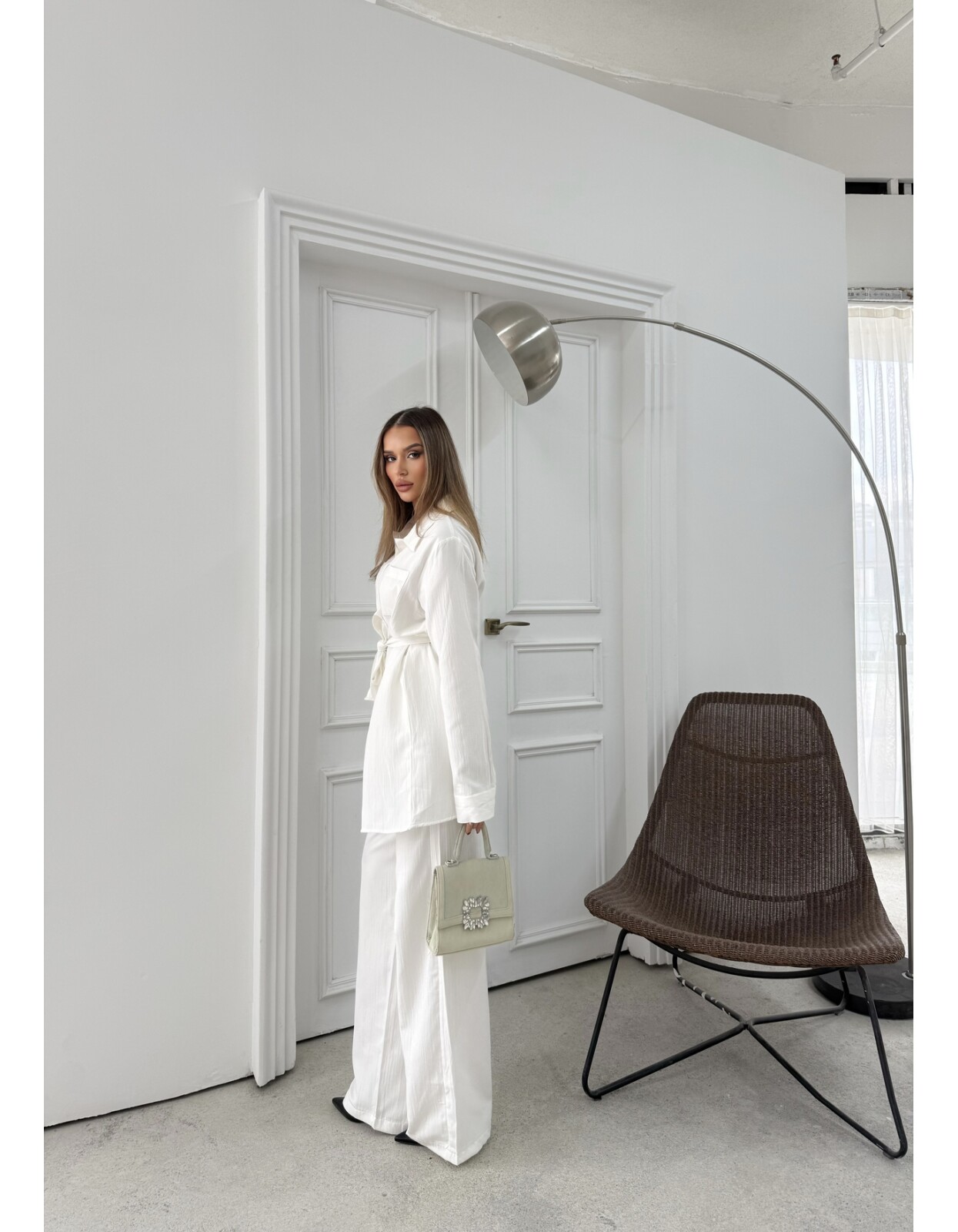 891 - Çift Cep Kemerli Müslin Takım