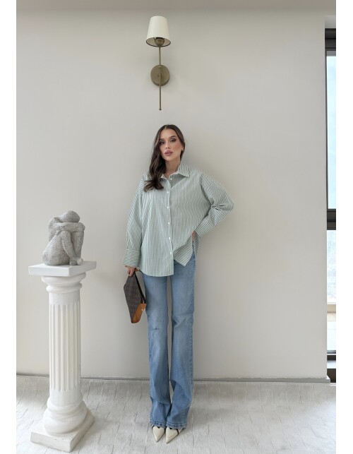 761 - Çizgili Poplin Gömlek