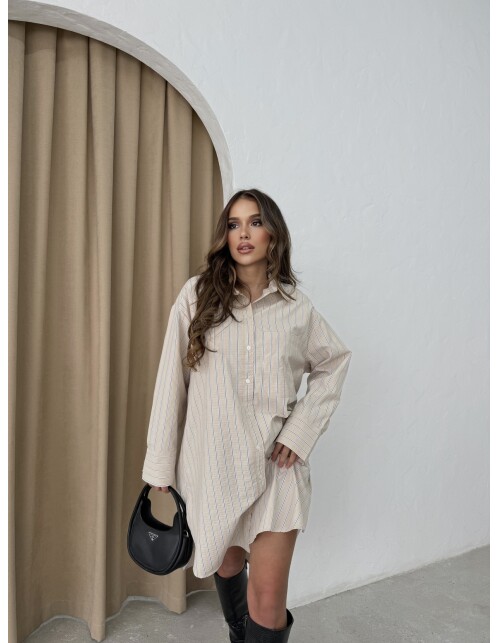 791 - Çizgili Poplin Tunik