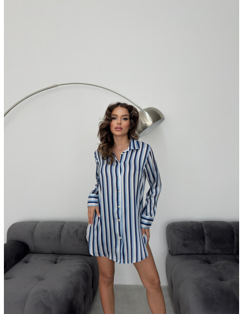 792 - Çizgili Saten Gömlek