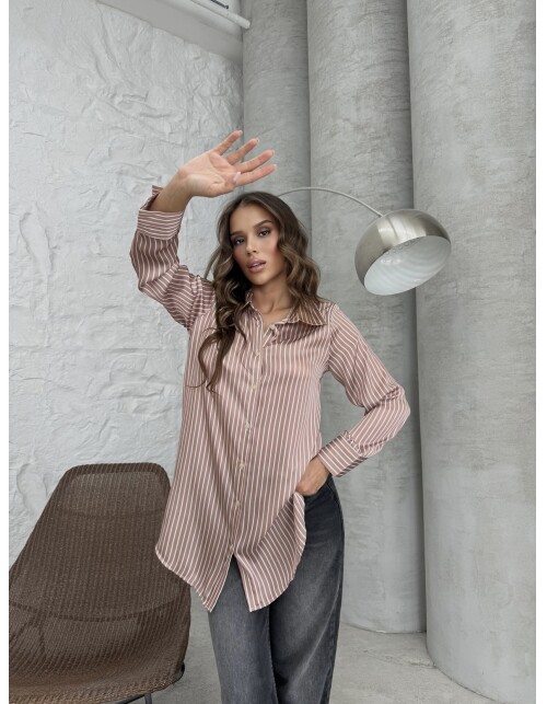 792 - Çizgili Saten Gömlek