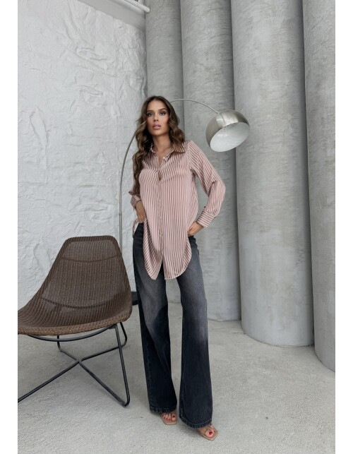 792 - Çizgili Saten Gömlek