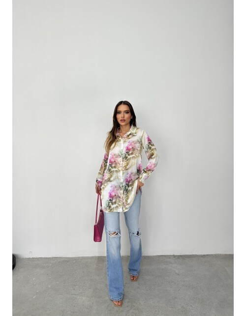 792 - Desenli Saten Gömlek