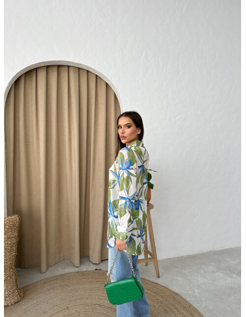 792 - Desenli Saten Gömlek