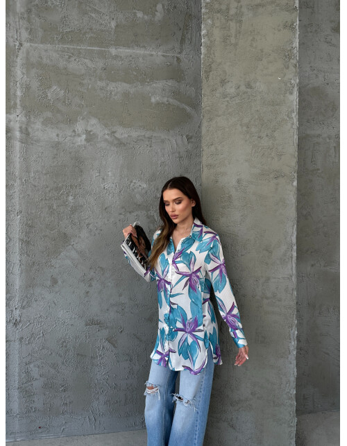 792 - Desenli Saten Gömlek