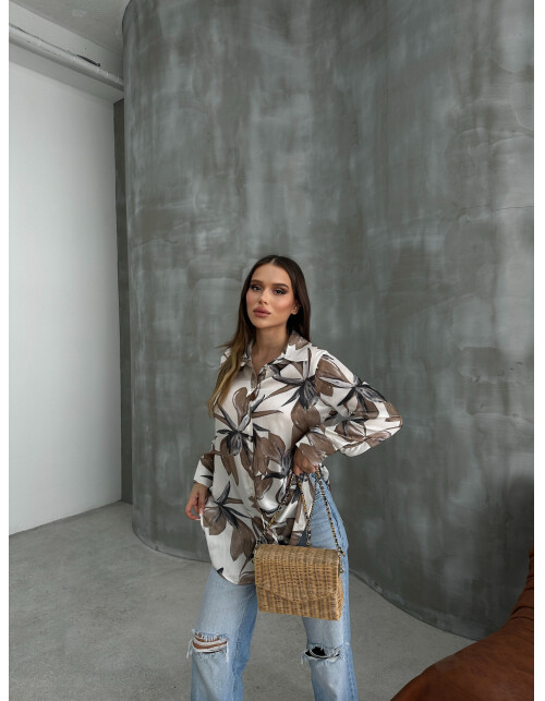 792 - Desenli Saten Gömlek