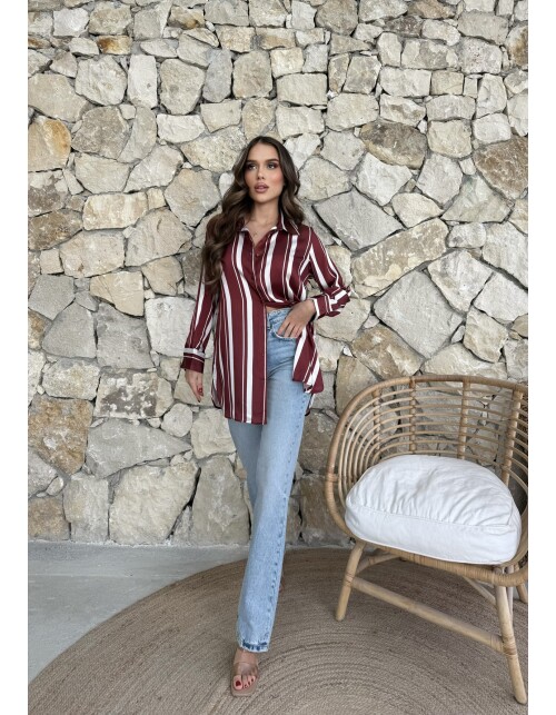 792 - Desenli Saten Gömlek