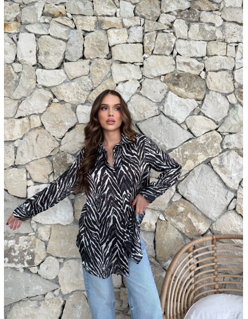 792 - Desenli Saten Gömlek