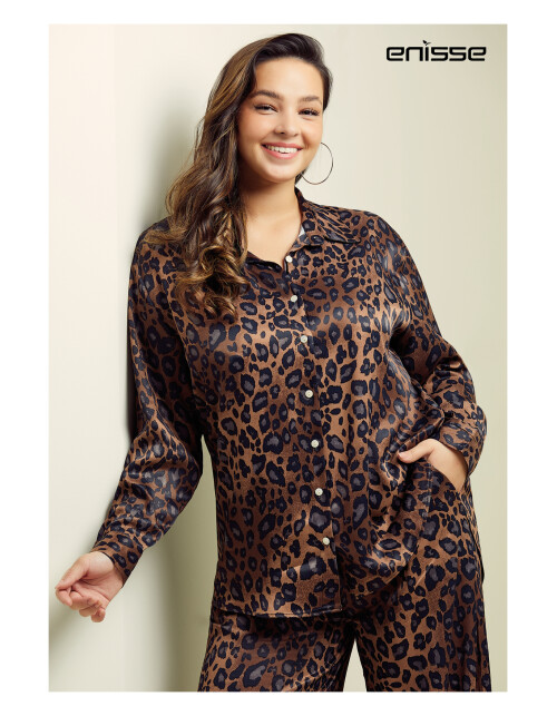 836 - Battal Desenli Saten Takım