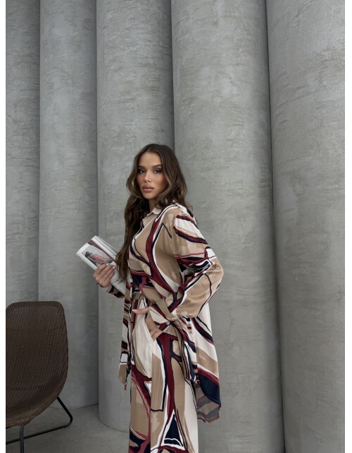 836 - Desenli Floş Saten Takım