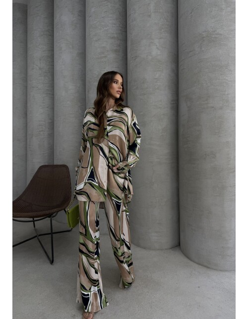 836 - Desenli Floş Saten Takım