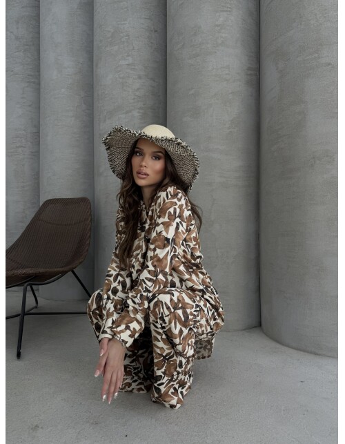 836 - Desenli Floş Saten Takım