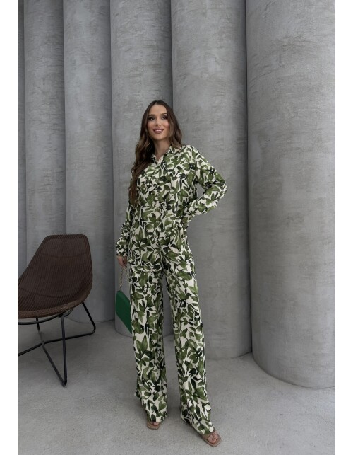 836 - Desenli Floş Saten Takım