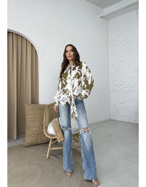 853 - Kravatlı Saten Gömlek