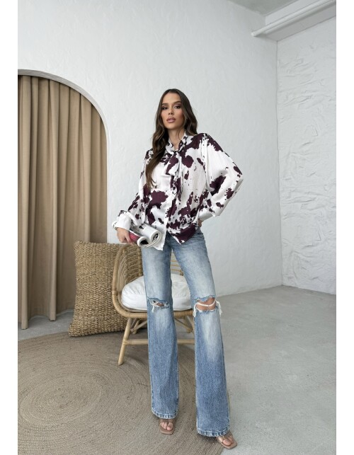 853 - Kravatlı Saten Gömlek