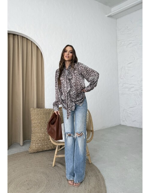 853 - Kravatlı Saten Gömlek