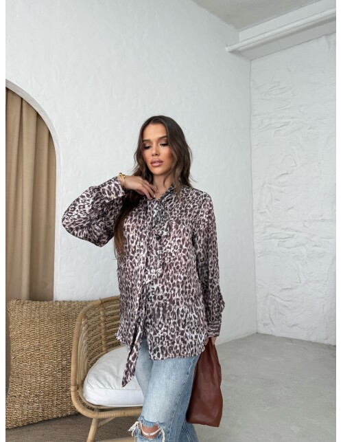 853 - Kravatlı Saten Gömlek