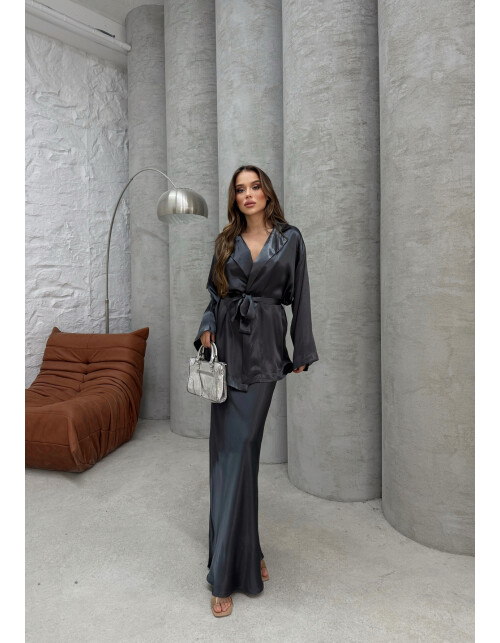 867 - Etekli Düz Saten Takım