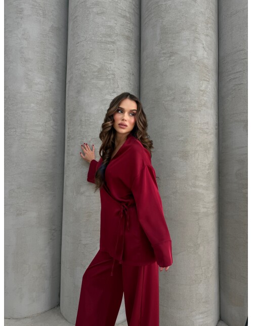 869 - Kruvaze Yandan Bağlamalı Saten Takım