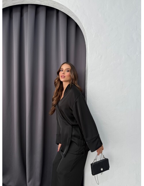 869 - Kruvaze Yandan Bağlamalı Saten Takım