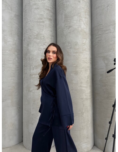 869 - Kruvaze Yandan Bağlamalı Saten Takım