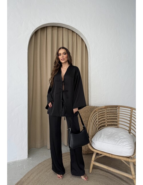 870 - Bağlamalı Saten Takım