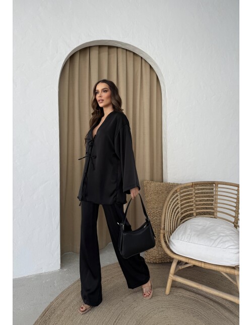 870 - Bağlamalı Saten Takım