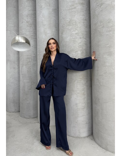 870 - Bağlamalı Saten Takım