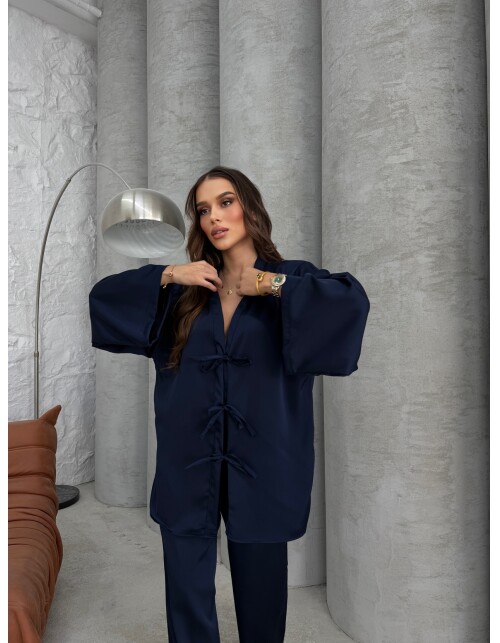 870 - Bağlamalı Saten Takım