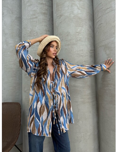 877 - Üç Bağcıklı Saten Gömlek