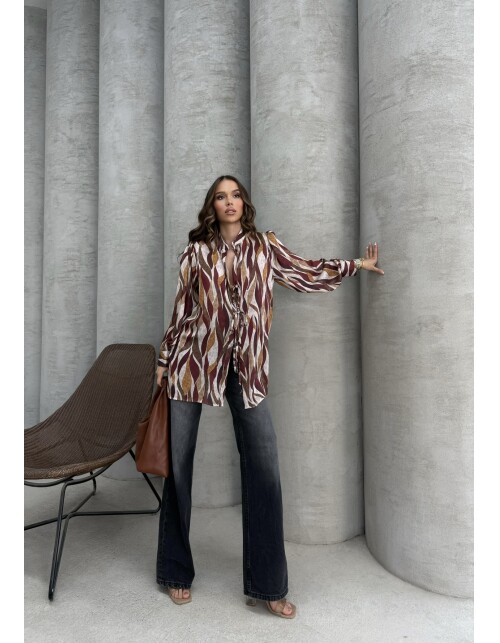 877 - Üç Bağcıklı Saten Gömlek