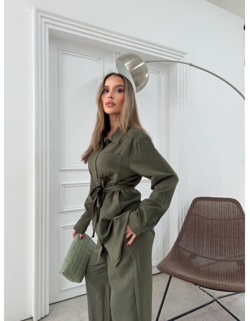 891 - Çift Cep Kemerli Müslin Takım