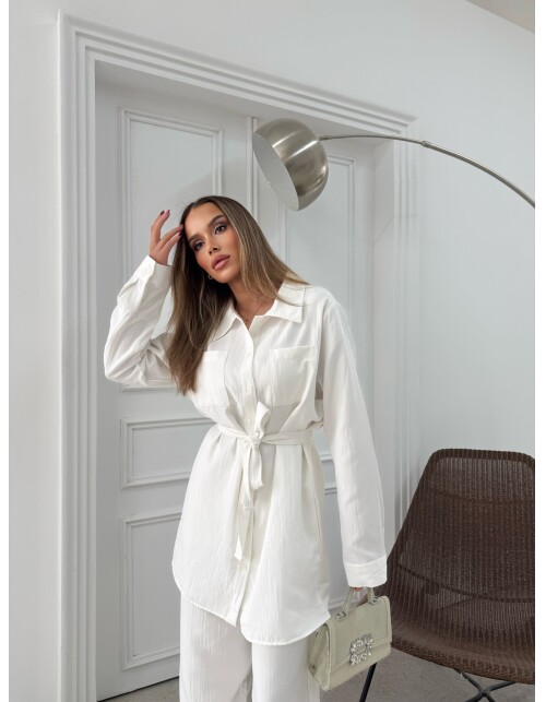 891 - Çift Cep Kemerli Müslin Takım