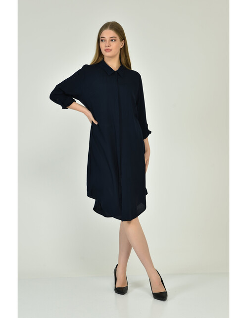 ENİSSE BÜYÜK BEDEN DÜZ VİSKON ELBİSE