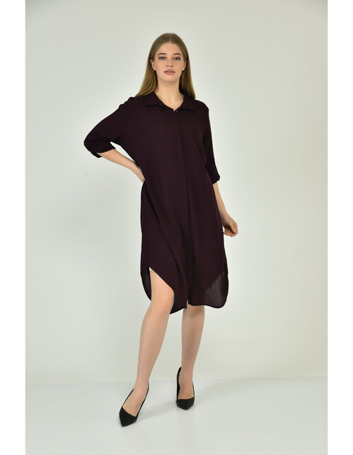 ENİSSE BÜYÜK BEDEN DÜZ VİSKON ELBİSE