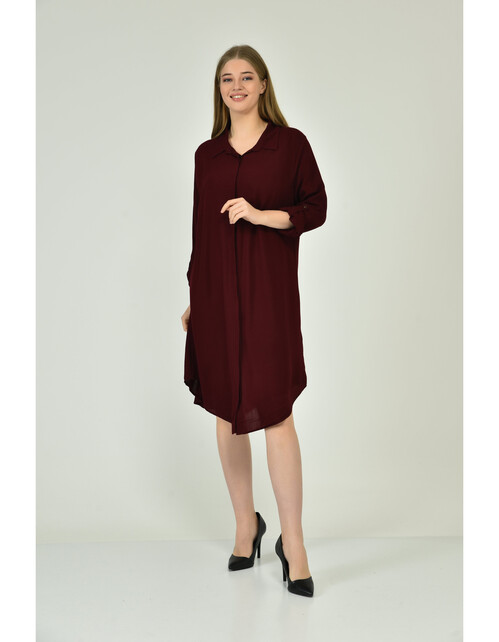 ENİSSE BÜYÜK BEDEN DÜZ VİSKON ELBİSE