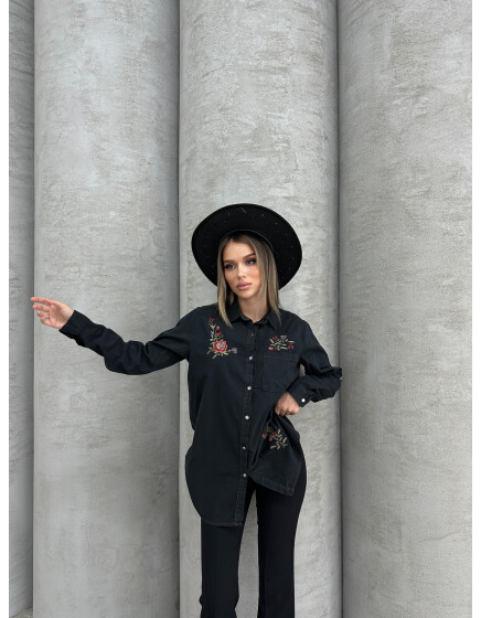 2130 - Nakışlı Kot Gömlek