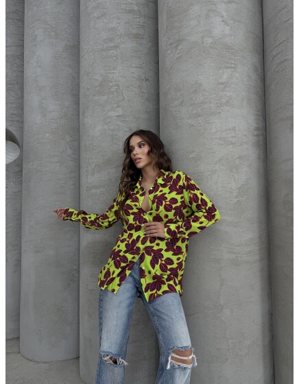 620 - Desenli Viskon Gömlek