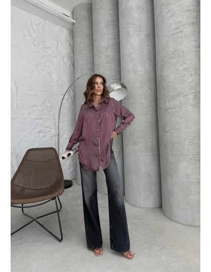 792 - Çizgili Saten Gömlek