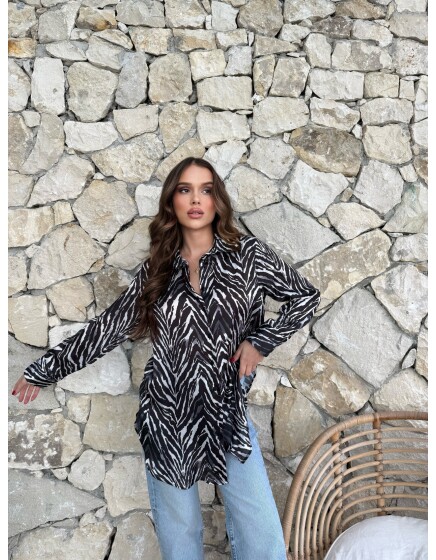 792 - Desenli Saten Gömlek