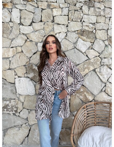 792 - Desenli Saten Gömlek