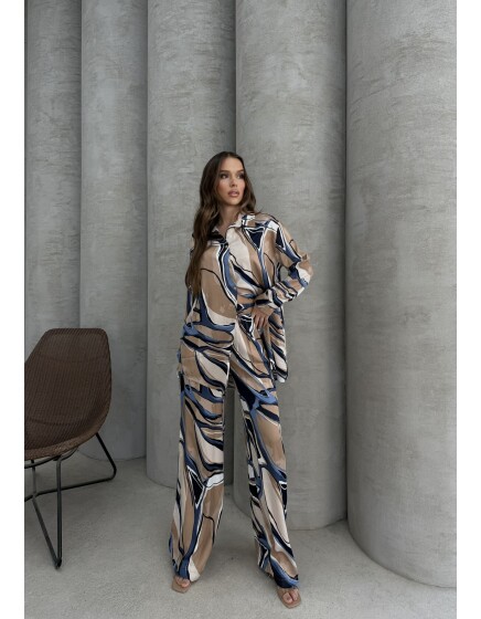 836 - Desenli Floş Saten Takım