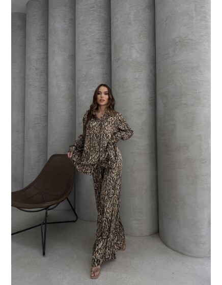 836 - Desenli Floş Saten Takım