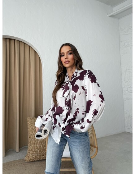 853 - Kravatlı Saten Gömlek