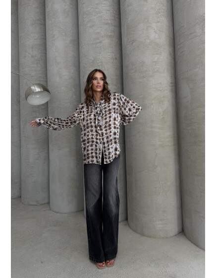 853 - Kravatlı Saten Gömlek