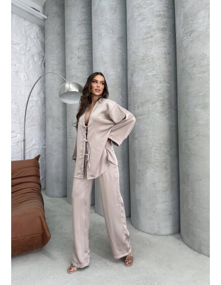 870 - Bağlamalı Saten Takım