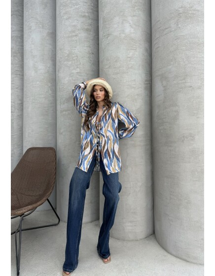 877 - Üç Bağcıklı Saten Gömlek